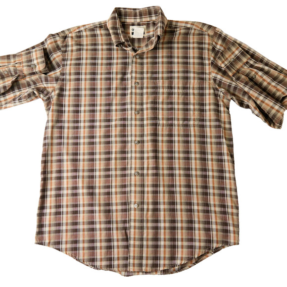 Wrangler Riata Shirt M Mens Madras Plaid Button-Down Y2K Western Cowboy Rodeo - Picture 1 of 9